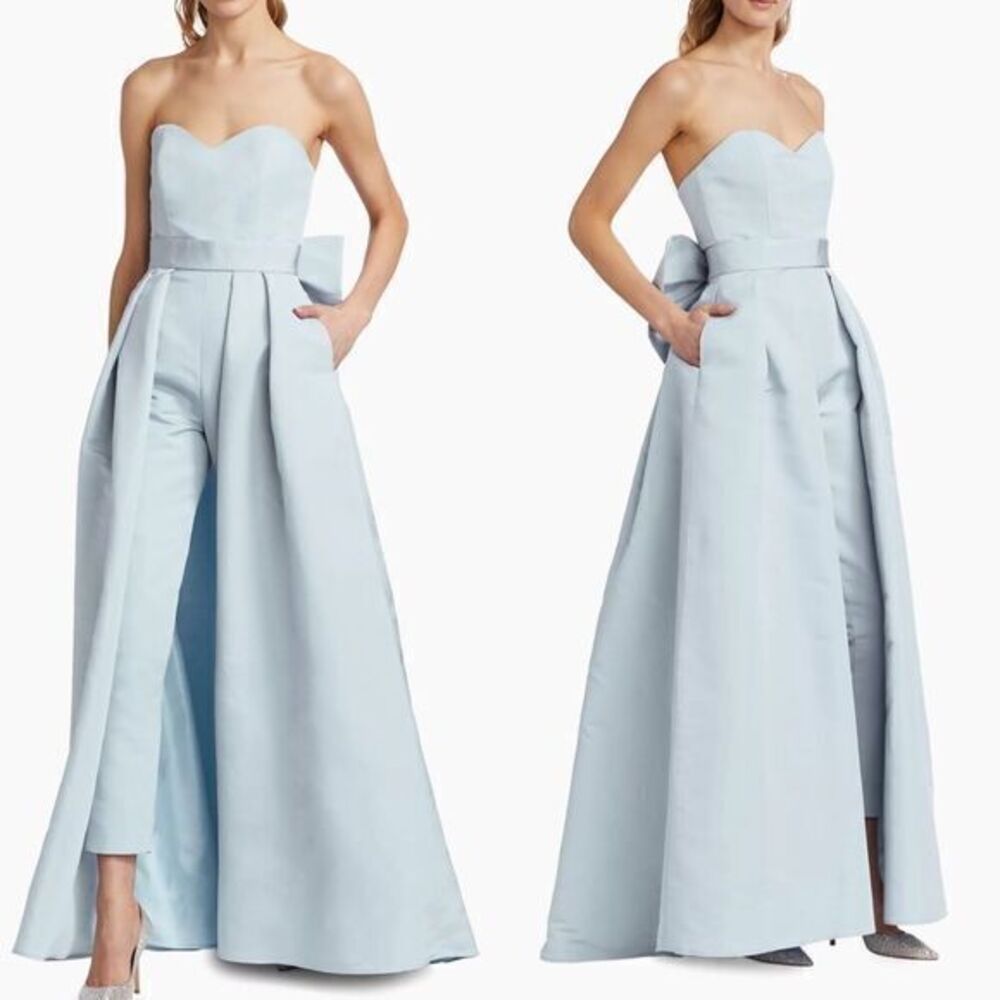 Alexia María Silk Faille Bow Back Convertible Skirt Jumpsuit Size 4